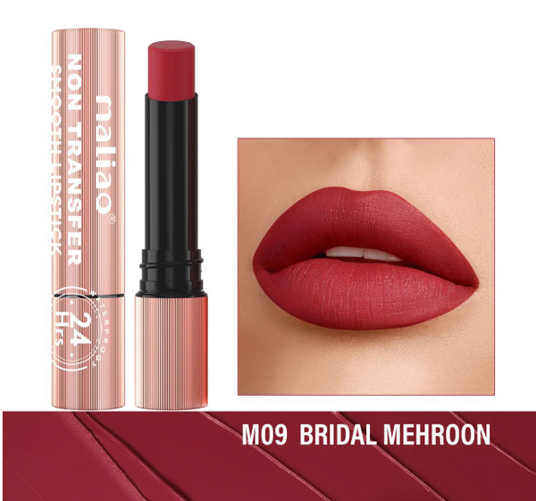 Maliao Non-Transfer Lipstick: Velvety Soft, 24hr Long-Lasting, Waterproof Color