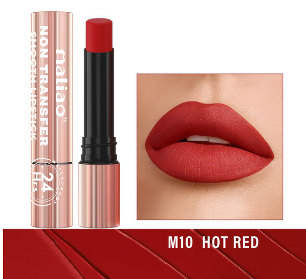 Maliao Non-Transfer Lipstick: Velvety Soft, 24hr Long-Lasting, Waterproof Color