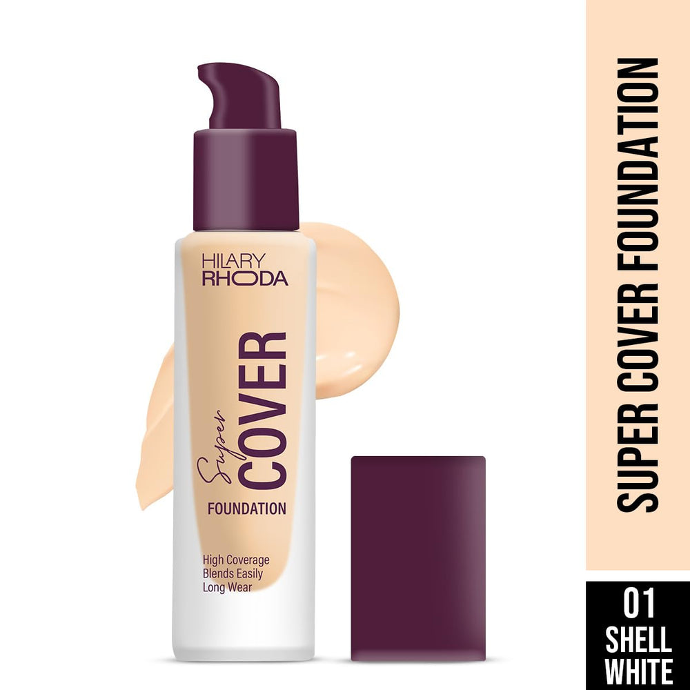Hilary Rhoda Super Cover Foundation | Blemish Free | High Coverage & Waterproof Foundation | 24-Hour Stay & Non-Sticky Formula | Matte Finish | Blends Flawlessly | 30g
