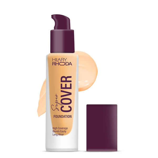 Hilary Rhoda Super Cover Foundation | Blemish Free | High Coverage & Waterproof Foundation | 24-Hour Stay & Non-Sticky Formula | Matte Finish | Blends Flawlessly | 30g