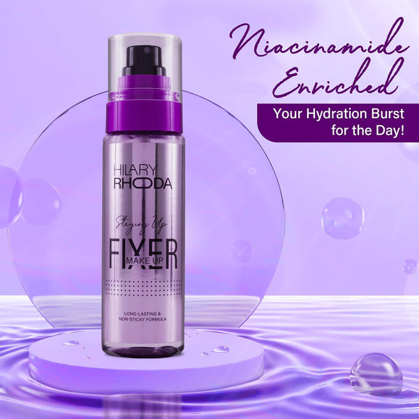 Hilary Rhoda Staying Up Makeup Fixer | Infused with Niacinamide | Hydrating & Refreshing Setting Spray | Smudge-Proof Makeup Fixer | Waterproof & Non-Sticky Formula | 105ml