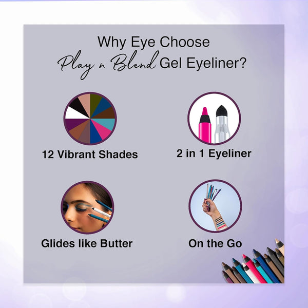 Hilary Rhoda Play n Blend Gel Eyeliner | One Stroke Application | Highly Pigmented | Matte & Shimmer Finish | 2 in 1 Smudger + Eyeliner | Butter Smooth Texture | 1.5g