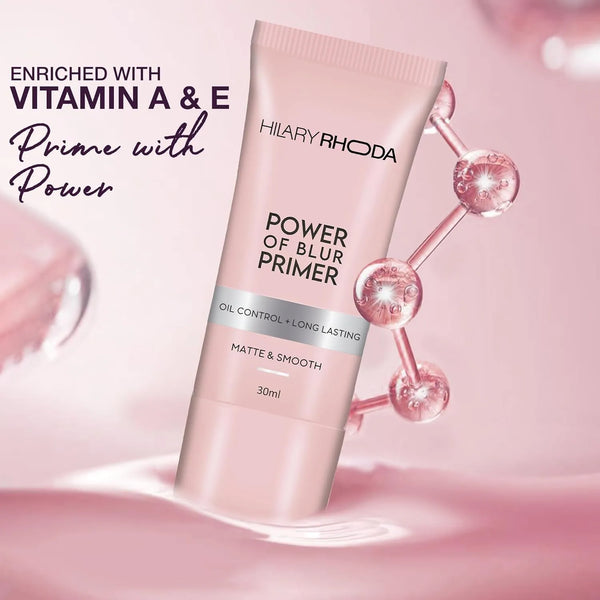 Hilary Rhoda Power of Blur Primer | Lightweight & Silicone-Based Primer | Matte Finish & Oil-Control Primer | Infused with Vitamin A & E | Water-Proof & Smoothening Primer | Long-Lasting Primer | 30ml
