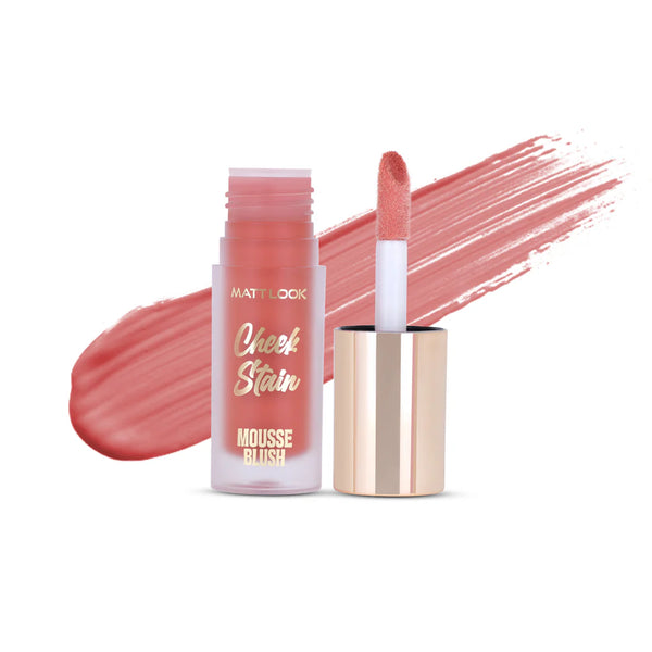 Mattlook Cheek Stain Mousse Blush, Infused with Hyaluronic acid and Vitamin E, Long lasting formula, Natural Radiant finish