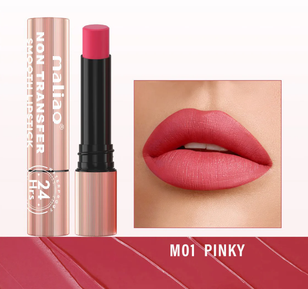 Maliao Non-Transfer Lipstick: Velvety Soft, 24hr Long-Lasting, Waterproof Color