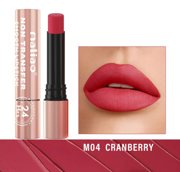 Maliao Non-Transfer Lipstick: Velvety Soft, 24hr Long-Lasting, Waterproof Color