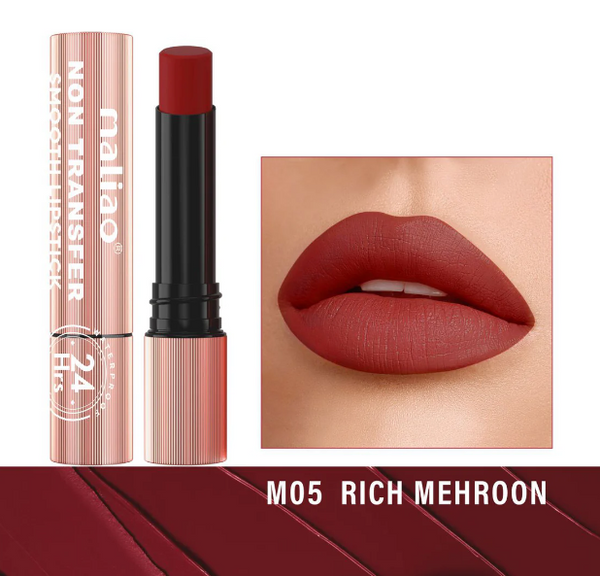 Maliao Non-Transfer Lipstick: Velvety Soft, 24hr Long-Lasting, Waterproof Color