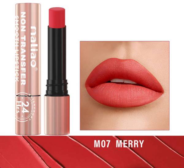 Maliao Non-Transfer Lipstick: Velvety Soft, 24hr Long-Lasting, Waterproof Color