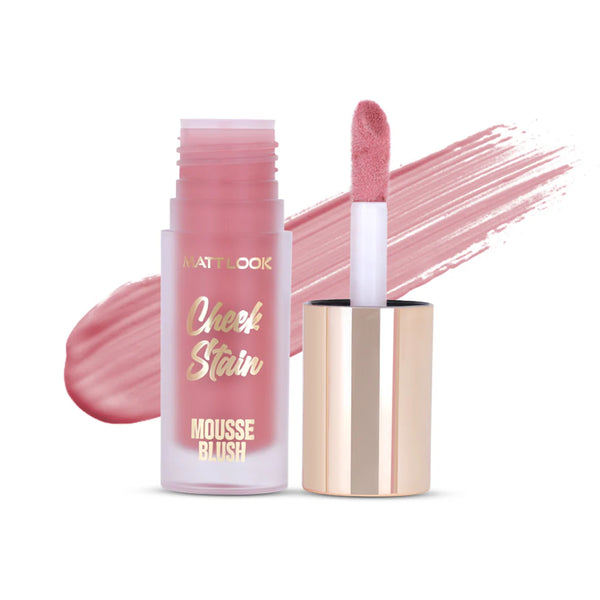 Mattlook Cheek Stain Mousse Blush, Infused with Hyaluronic acid and Vitamin E, Long lasting formula, Natural Radiant finish