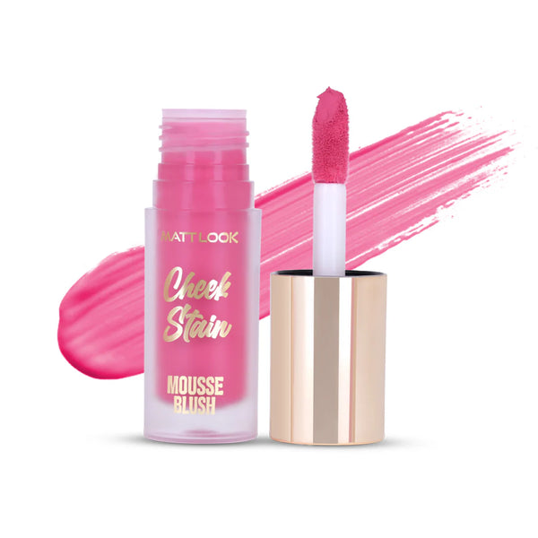 Mattlook Cheek Stain Mousse Blush, Infused with Hyaluronic acid and Vitamin E, Long lasting formula, Natural Radiant finish