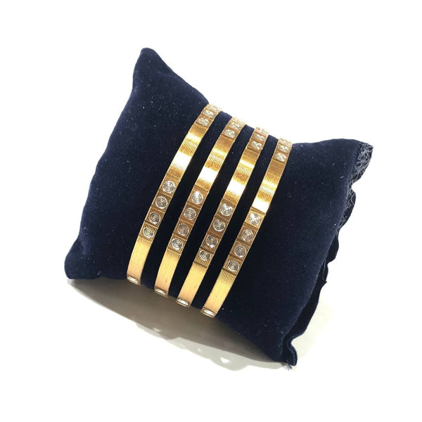 Gold Lookalike Bangle Set with Intricate Rhodium Work (8-Pieces)