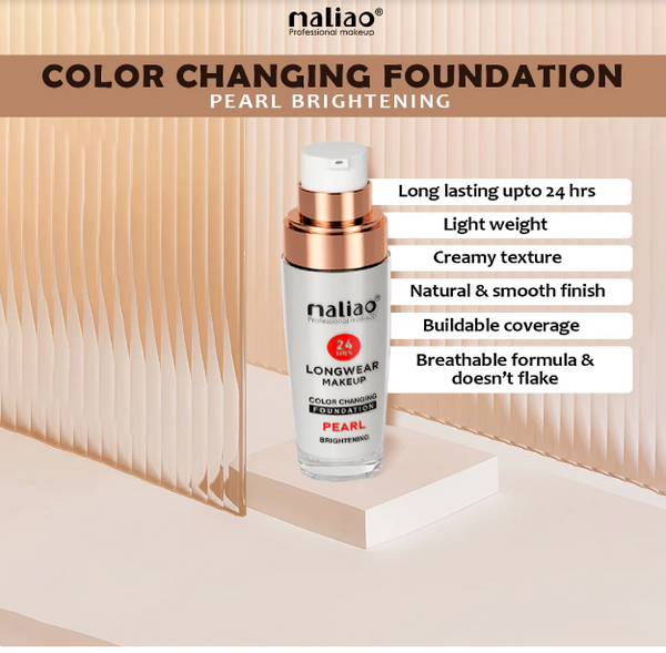 Maliao Color Changing Foundation - Pearl Brightening, Longwear 24hrs Makeup