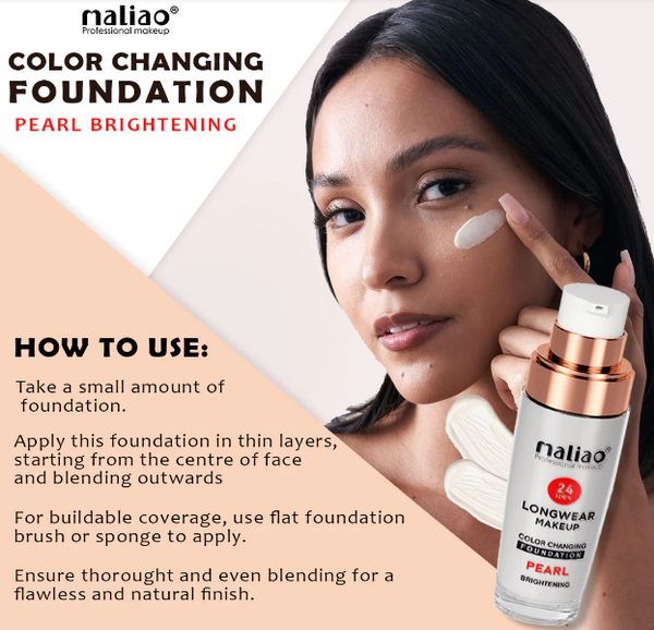 Maliao Color Changing Foundation - Pearl Brightening, Longwear 24hrs Makeup