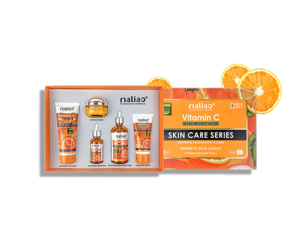 Maliao Makeup 5 Piece Organic Vitamin C Skin Care Set ( Sunscreen + Serum + Face Wash + Whitening Cream + Toner ) 330g