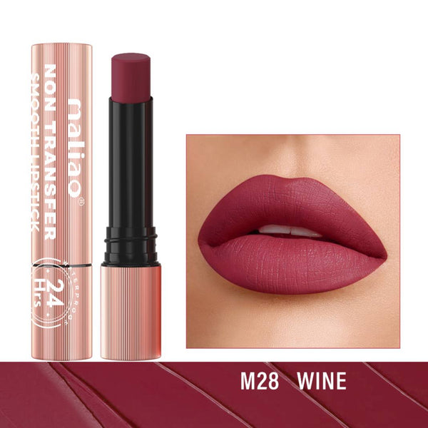 Maliao Non-Transfer Lipstick: Velvety Soft, 24hr Long-Lasting, Waterproof Color