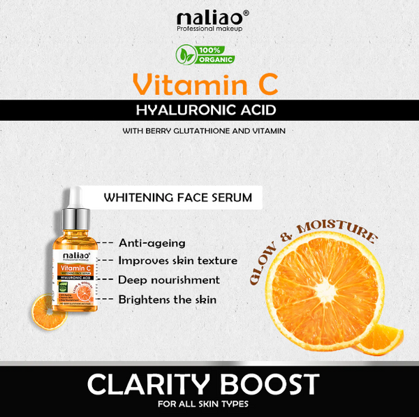 Maliao Vitamin C Whitening Face Serum With Berry Glutathione & Hyaluronic Acid