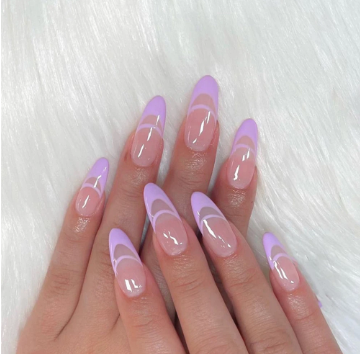 Long STILETTO False Nails Pre-designed 12 pieces with 12 glue tabs