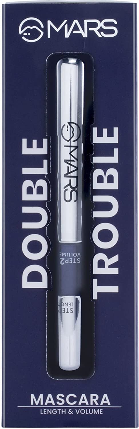 MARS 2 Step Volumizing & Lengthening Long Lasting Double Trouble Mascara 15 ml (Jet Black)