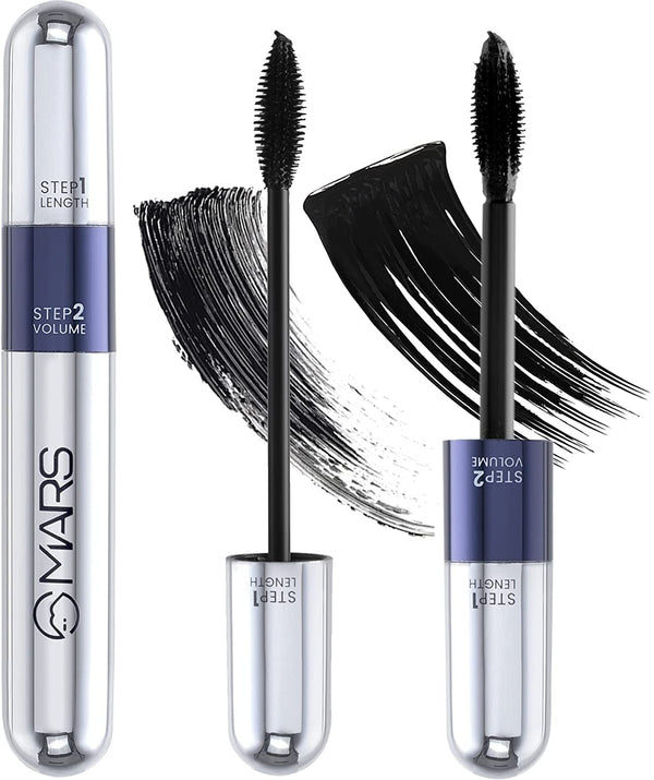MARS 2 Step Volumizing & Lengthening Long Lasting Double Trouble Mascara 15 ml (Jet Black)