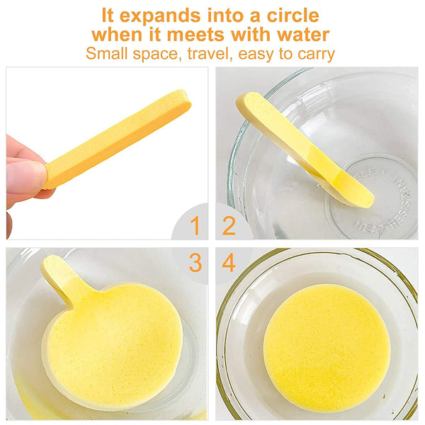 Face Compressed Facial Cleaning Wash Puff Sponge Cleansing Pad (12-pieces, Yellow)