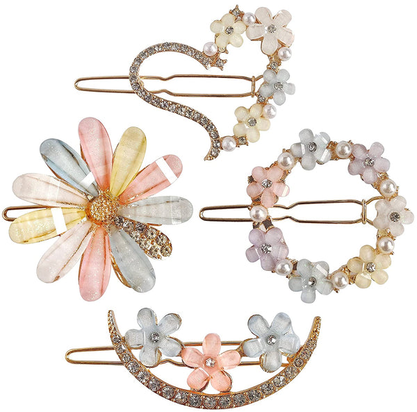 Fancy Premium Quality Flower Hair Pins pack of 4 pcs Hair Clip (Multi-colour)