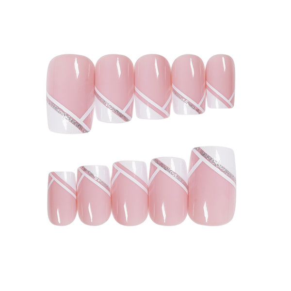 Fake Nails Press On French Nails (12Pcs/Box ) Nails Set Press On Nail Tips With 12Pcs Glue Sticker Nail Art | Salon Nail art at home