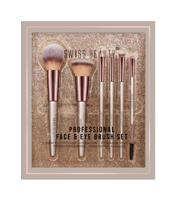 Swiss Beauty Premium Synthetic Bristle Professional Face and Eye Makeup Brushes Set with 6 makeup brushes