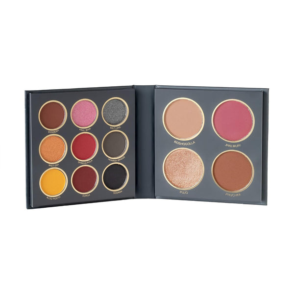 Mars City Paradise 9 Color Eyeshadows With Highlighter, Blusher, Bronzer & Face Powder Makeup Kit 16G |Shades are Extremely Soft To Touch | Dilwaalo ki Dilli