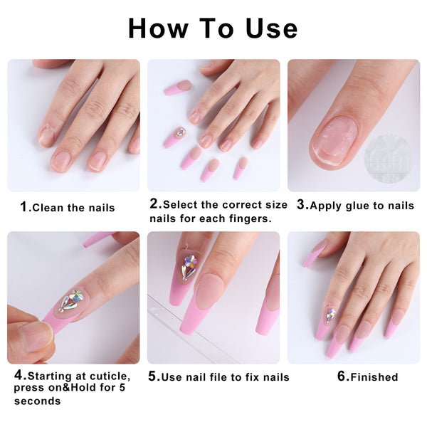 Fake Nails Press On French Nails (12Pcs/Box ) Nails Set Press On Nail Tips With 12Pcs Glue Sticker Nail Art | Salon Nail art at home