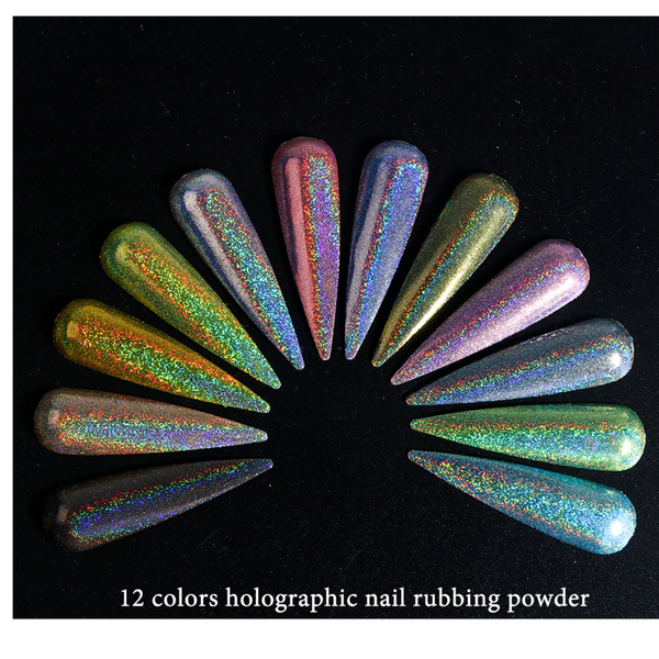 Holographic Powder Set for Nail DIY Manicure | Holo Silver Rub Dust, Black Pink Chrome Nail Glitter Powder Laser Pigment for Nails…