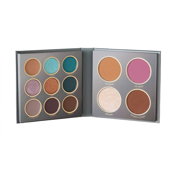 Mars City Paradise 9 Color Eyeshadows With Highlighter, Blusher, Bronzer & Face Powder Makeup Kit 16G |Shades are Extremely Soft To Touch | Dilwaalo ki Dilli